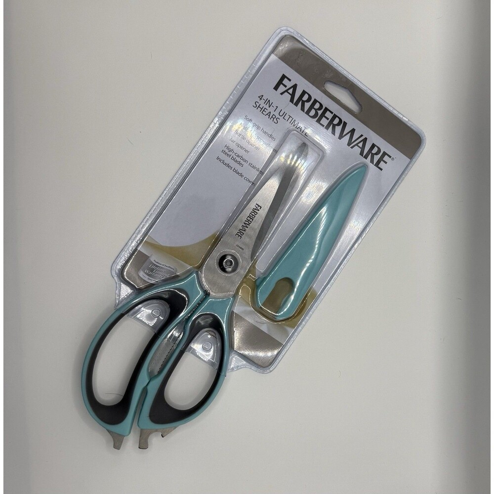 Farberware 4-in-1 Ultimate Kitchen Shears Stainless Steel Scissors w Cover
